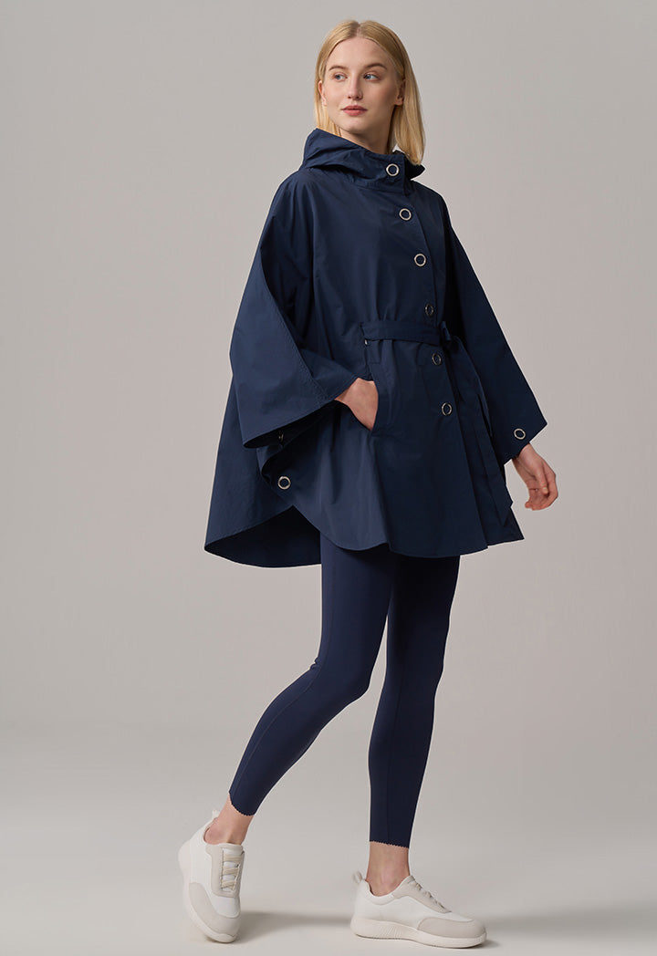 Choice Single Tone Hooded Neck Cape  Navy