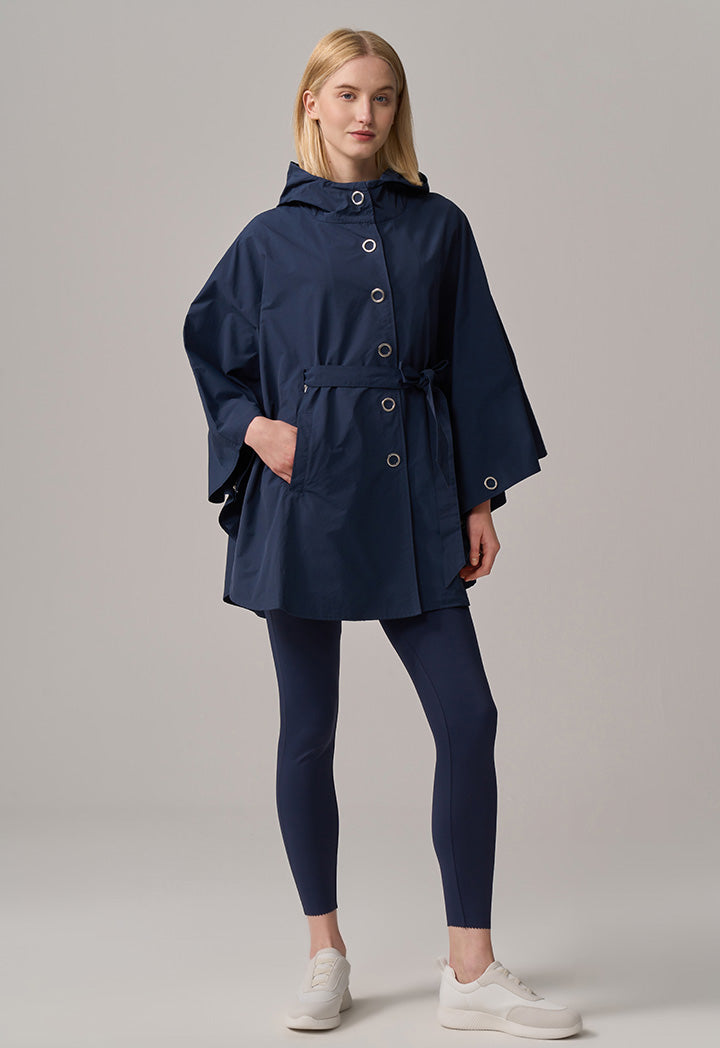 Choice Single Tone Hooded Neck Cape  Navy