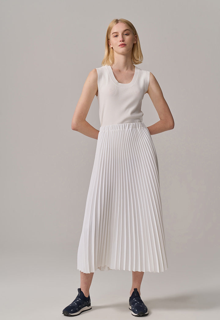 Choice High Waist Pleated Skirt Off White