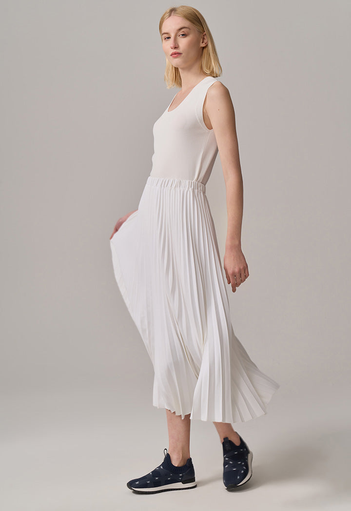 Choice High Waist Pleated Skirt Off White