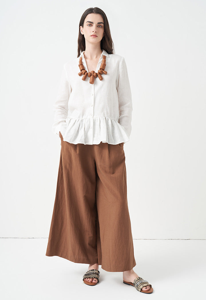 Choice Tiered Hem Solid Shirt Off White