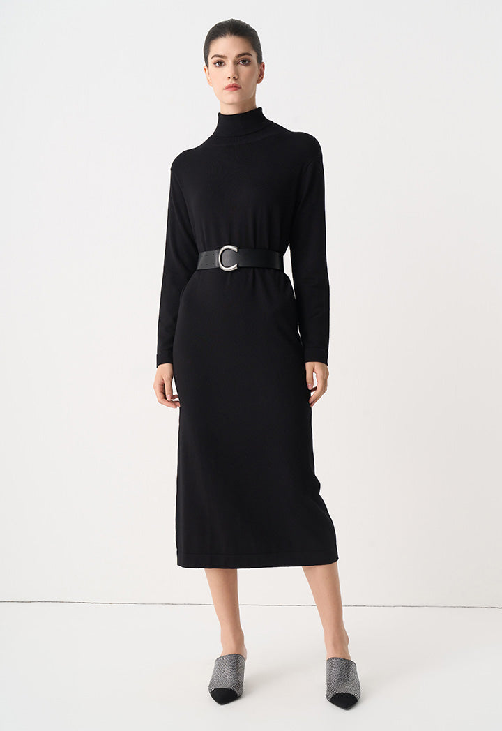 Choice Turtleneck Basic Maxi Dress Black