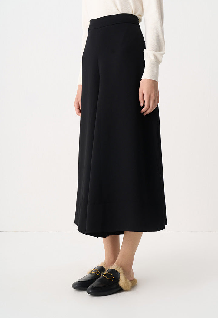 Choice Solid Wide Legs Culottes Black