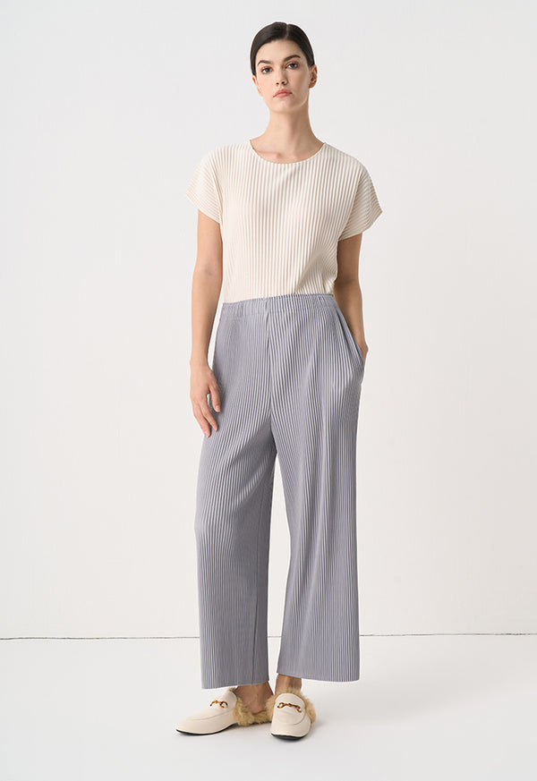 Choice Single Tone Pleated Trousers Grey