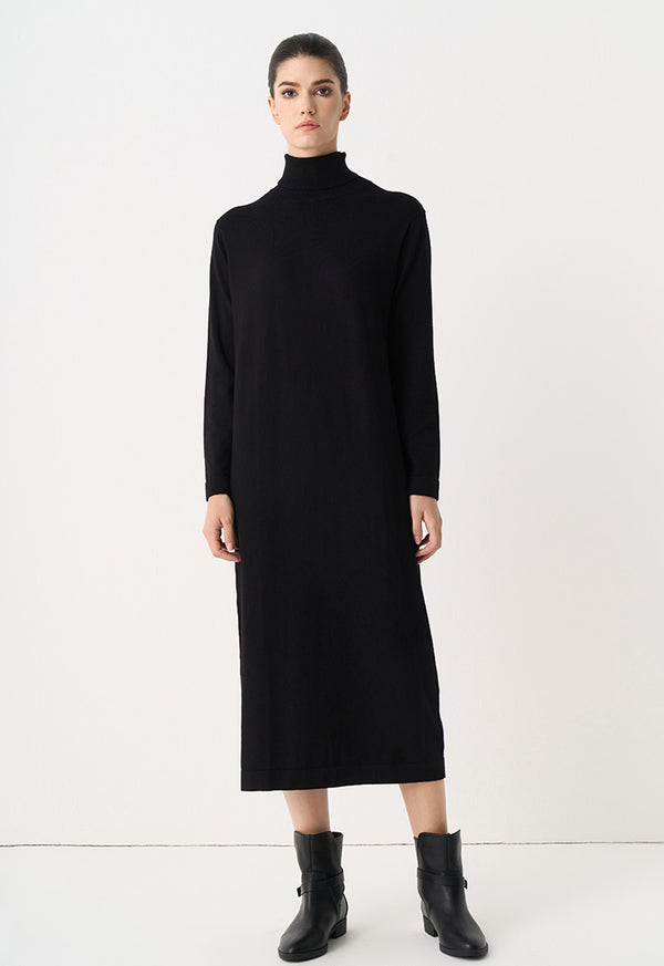 Choice Turtleneck Basic Maxi Dress Black