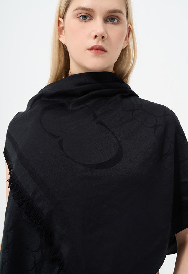 Choice Printed Monogram Shawl Black