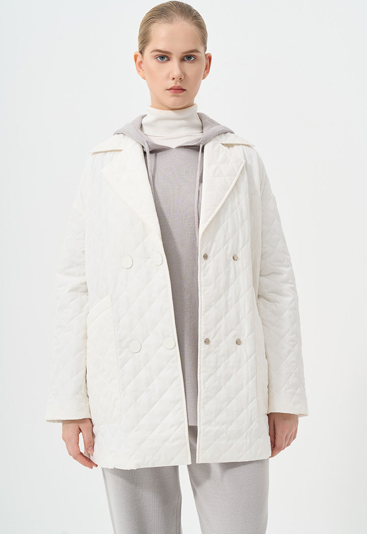 Choice Quilted Solid Jacket  Cream