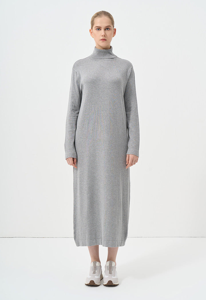 Choice Turtleneck Basic Maxi Dress Grey