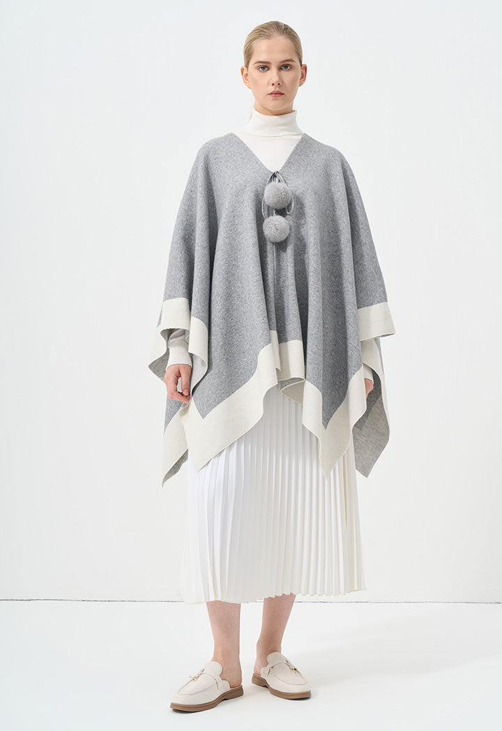 Choice Two Toned Asymmetrical Poncho Grey