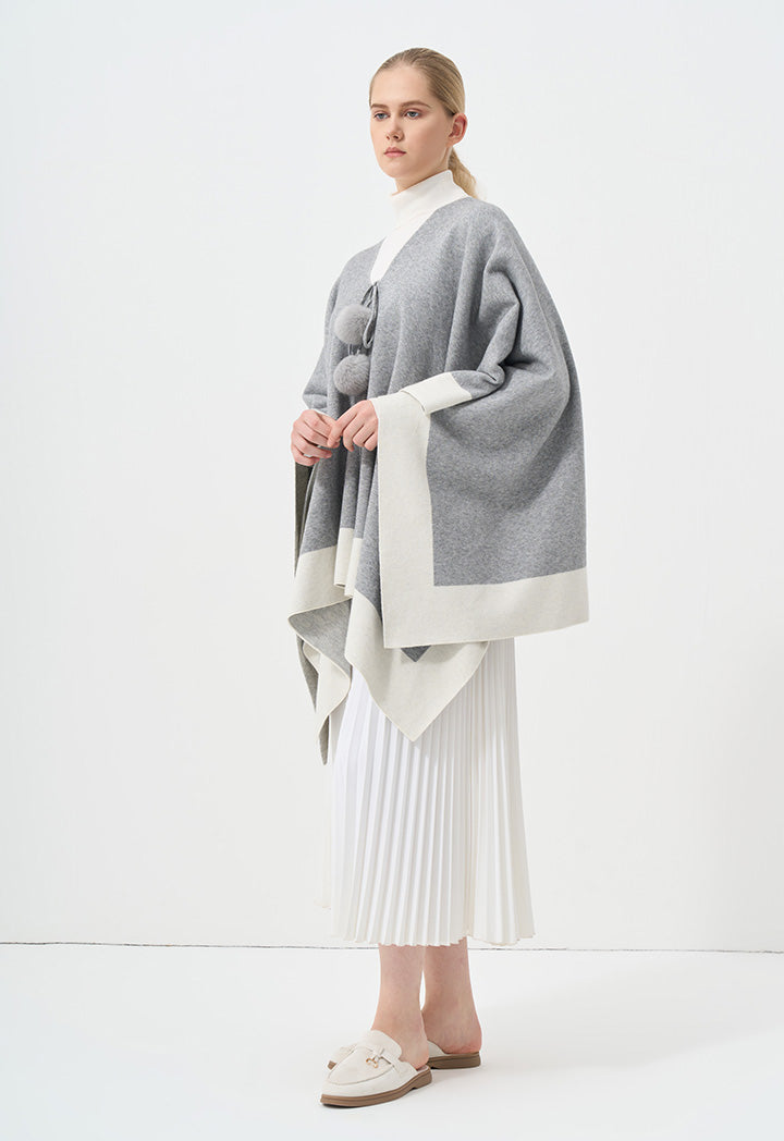 Choice Two Toned Asymmetrical Poncho Grey