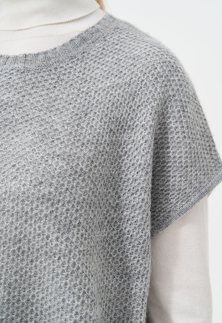 Choice Knitted Sleeveless Lurex Sweater Grey