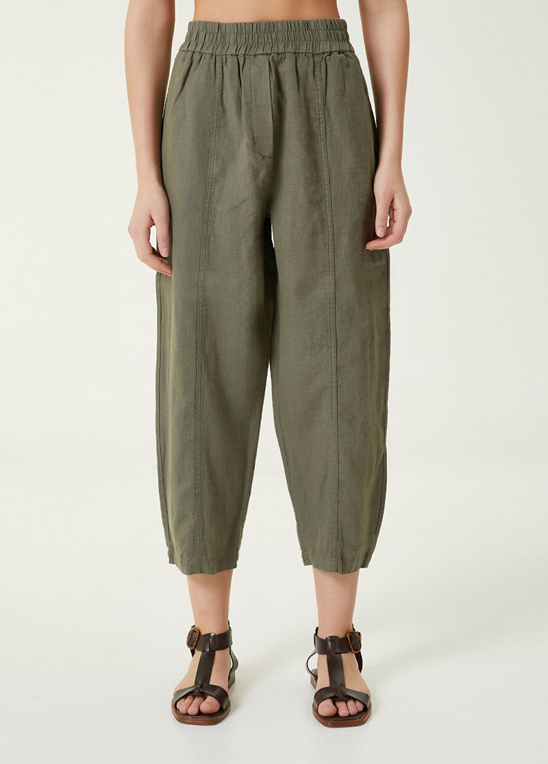 Beymen Club Slouchy Linen Trousers Khaki