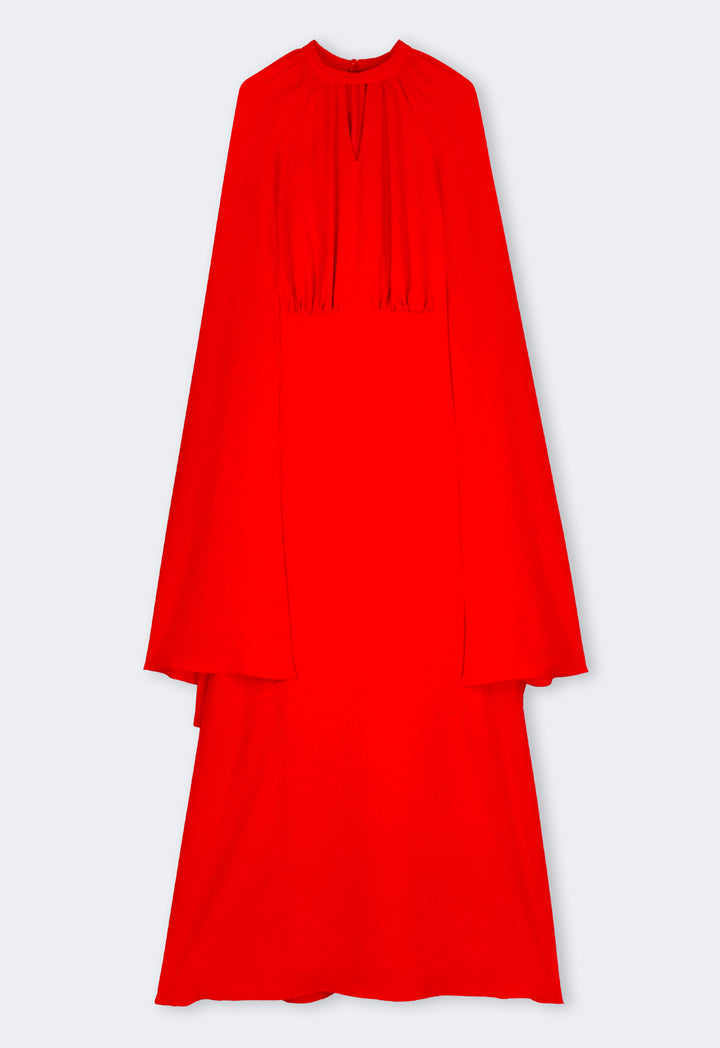 Riva Halter Neck Cape Sleeves Gown Dress Red