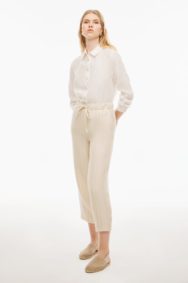 Perspective  Mid Rise Ankle Length Pants Ecru/Beige