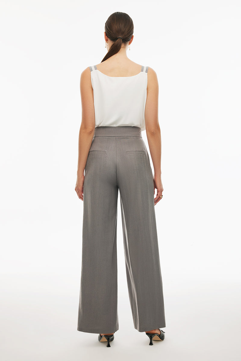 Perspective Wide Leg High Rise Tencel Pants Grey