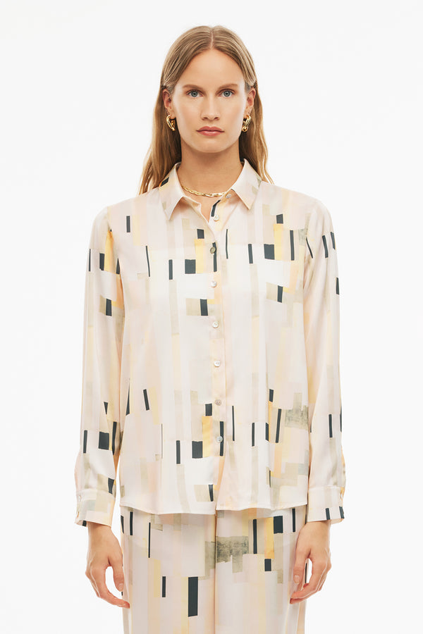 Perspective Long Sleeve Abstract Shirt Multi Color