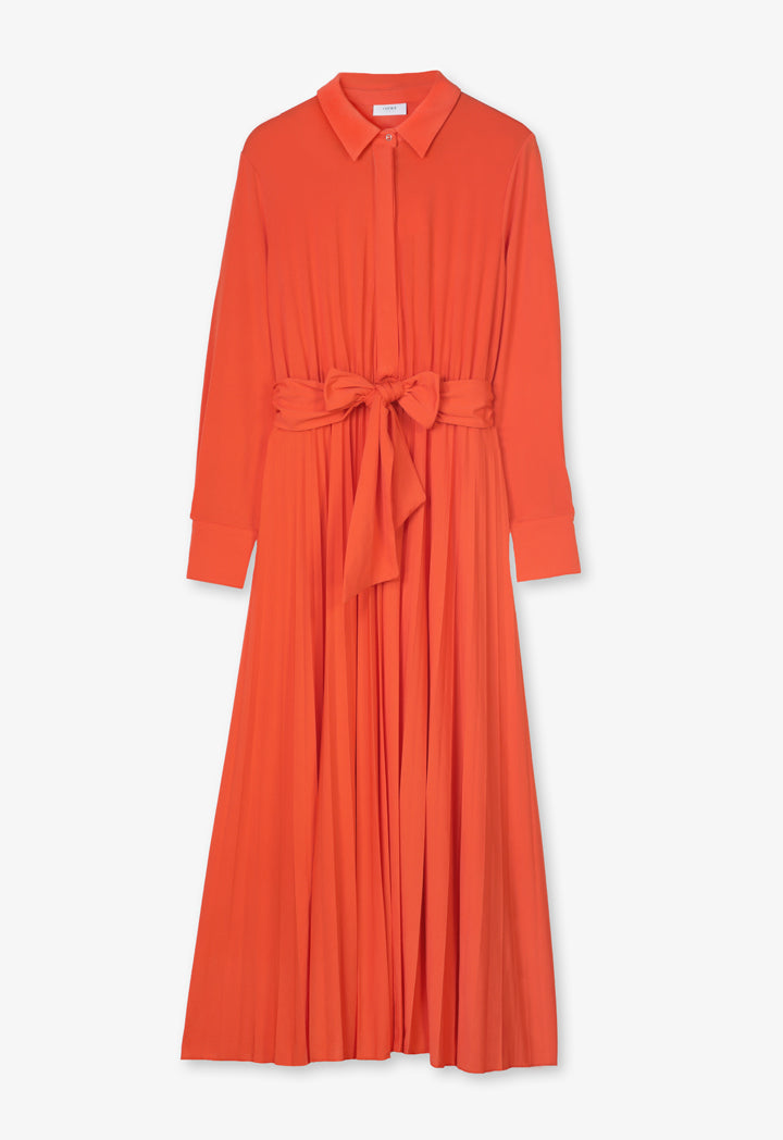 Choice Solid Half Button Maxi Dress Orange