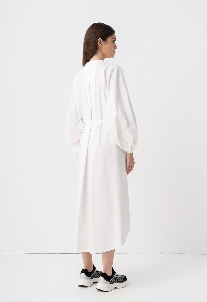 Choice Solid Oversize Belted Dress Off White