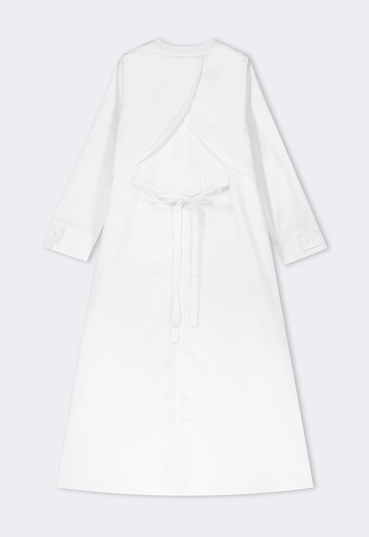 Choice Solid Mandarin Collar Maxi Dress Off White