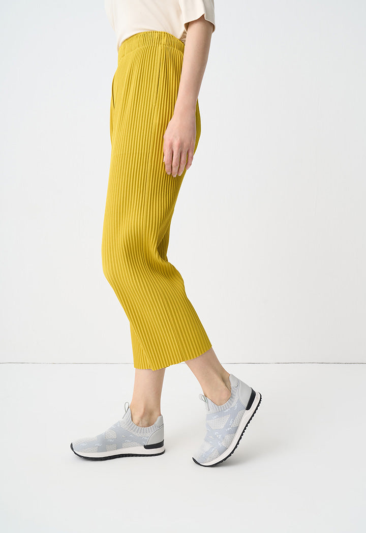 Choice Single Tone Pleated Trousers Yellow