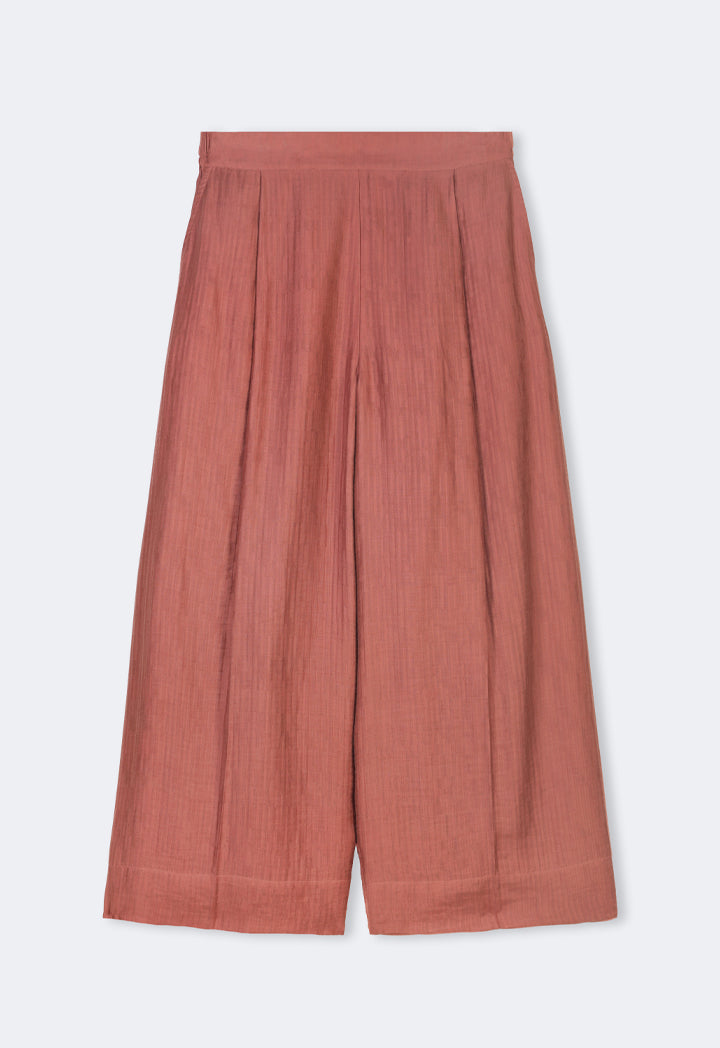 Choice Textured Wide Leg Trousers Brick