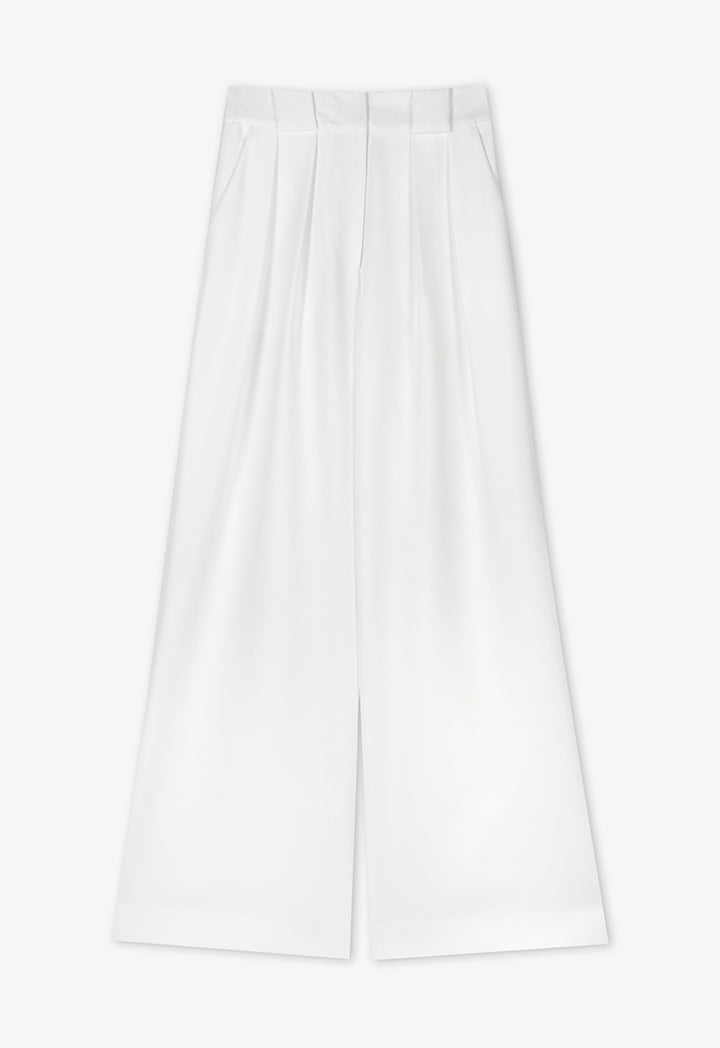 Choice Solid Wide Legs Trouser Off White