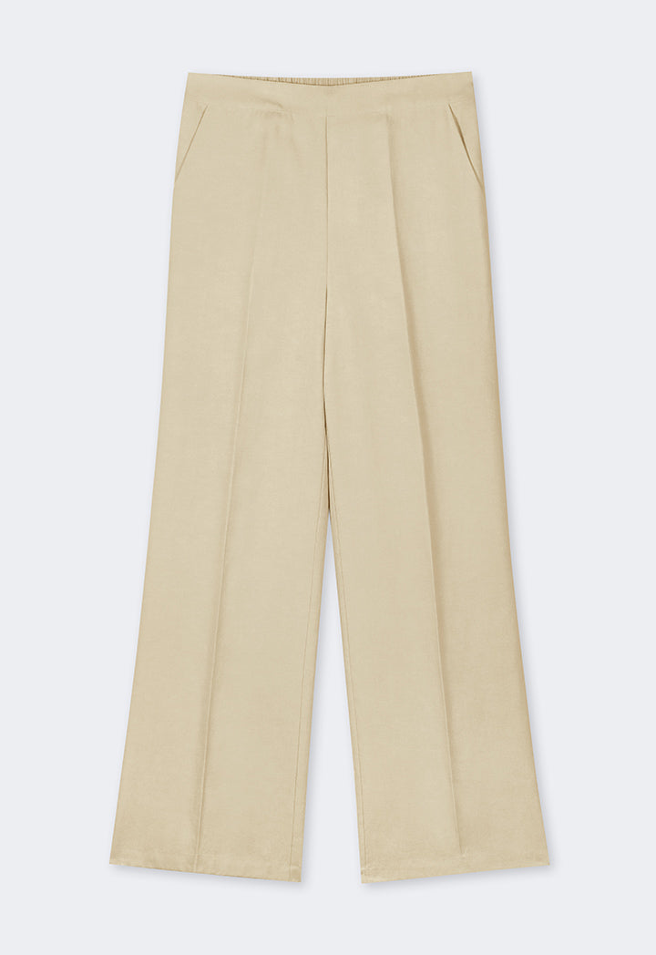 Choice Basic Straight Wide Leg Trousers Beige