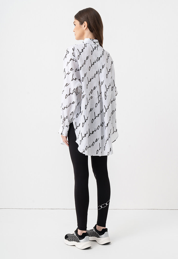 Choice Long Sleeves Logo Printed Shirt Off White