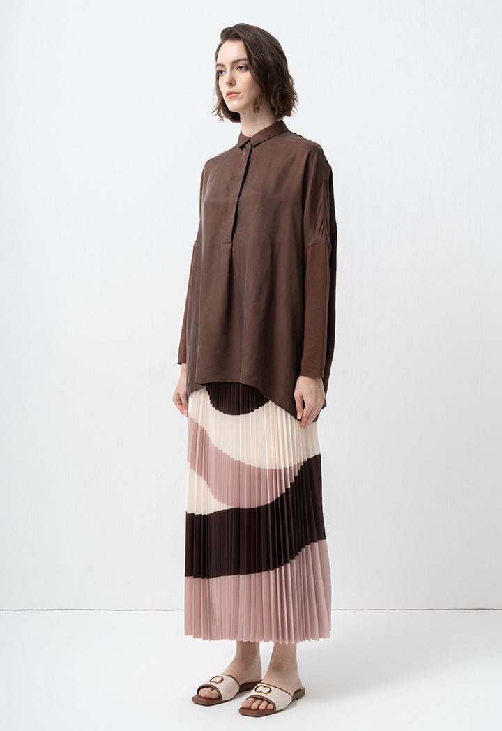 Choice Solid Oversized Drop Shoulders Shirt Brown