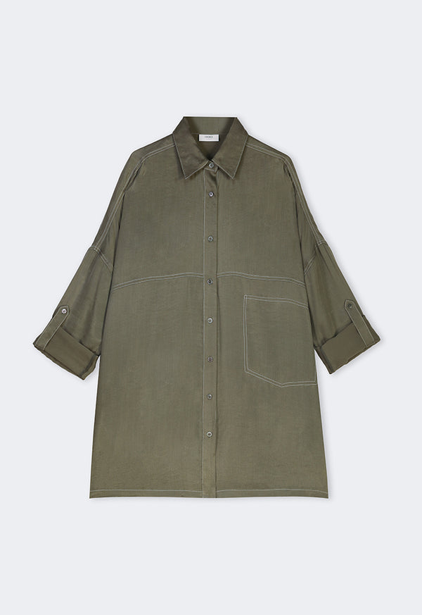 Choice Solid Drop Shoulder Shirt Olive