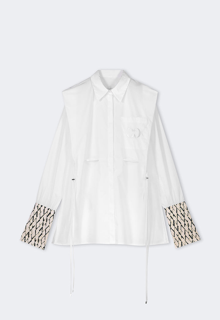 Choice Solid Embroidered Monogram Shirt Off White