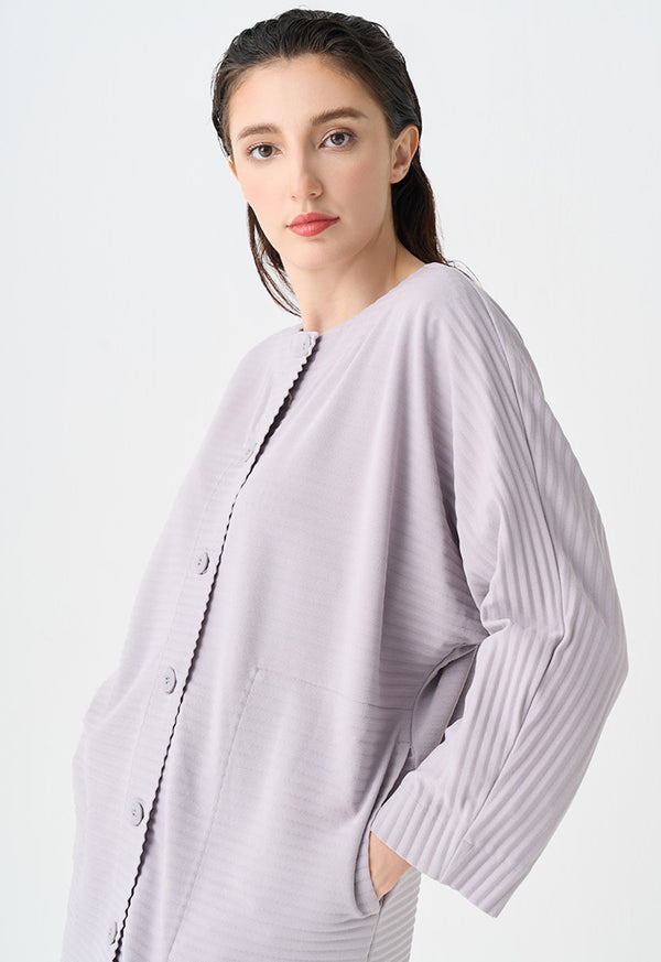 Choice Long Dolman Sleeves Pleated Jacket Grey