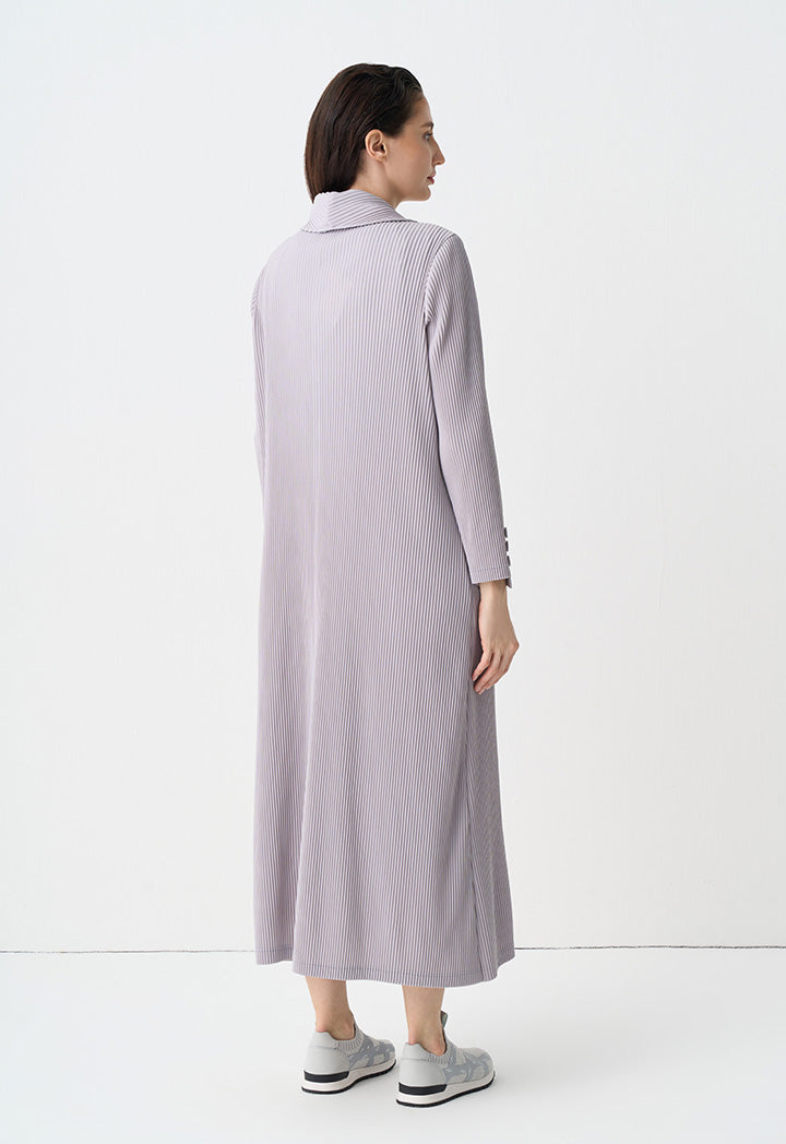 Choice Long Sleeves Pleated Maxi Jacket Grey