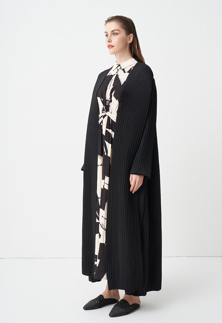 Choice Solid Long Sleeves Belted Abaya Black