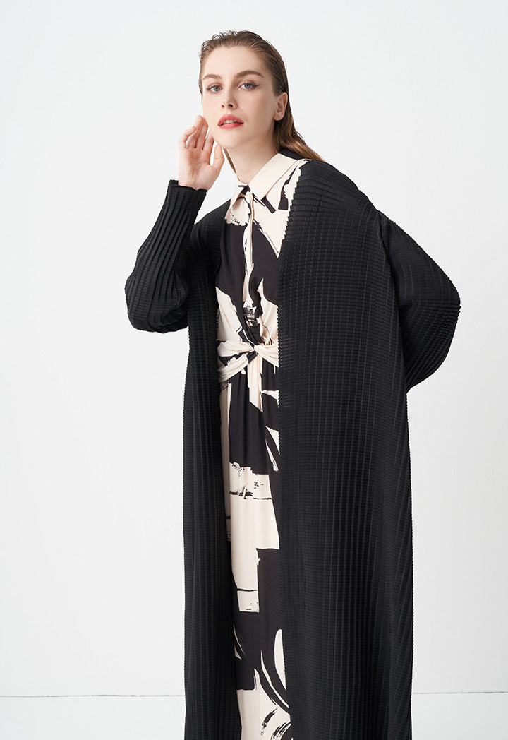 Choice Solid Long Sleeves Belted Abaya Black