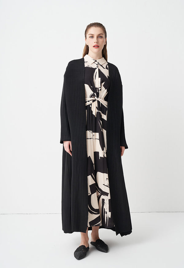 Choice Solid Long Sleeves Belted Abaya Black