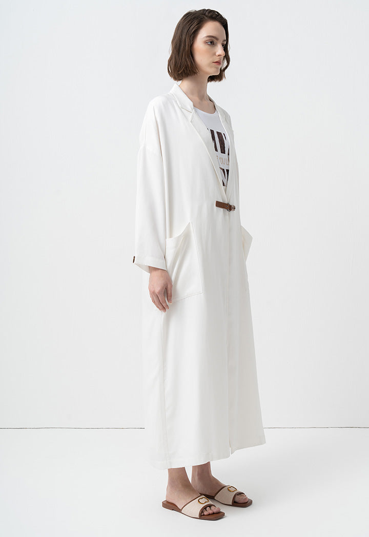 Choice Solid Oversize Maxi Open Abaya  Off White