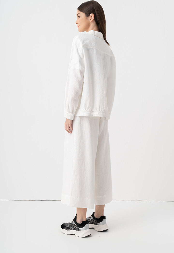 Choice Solid Shirt Collar Jacket Off White