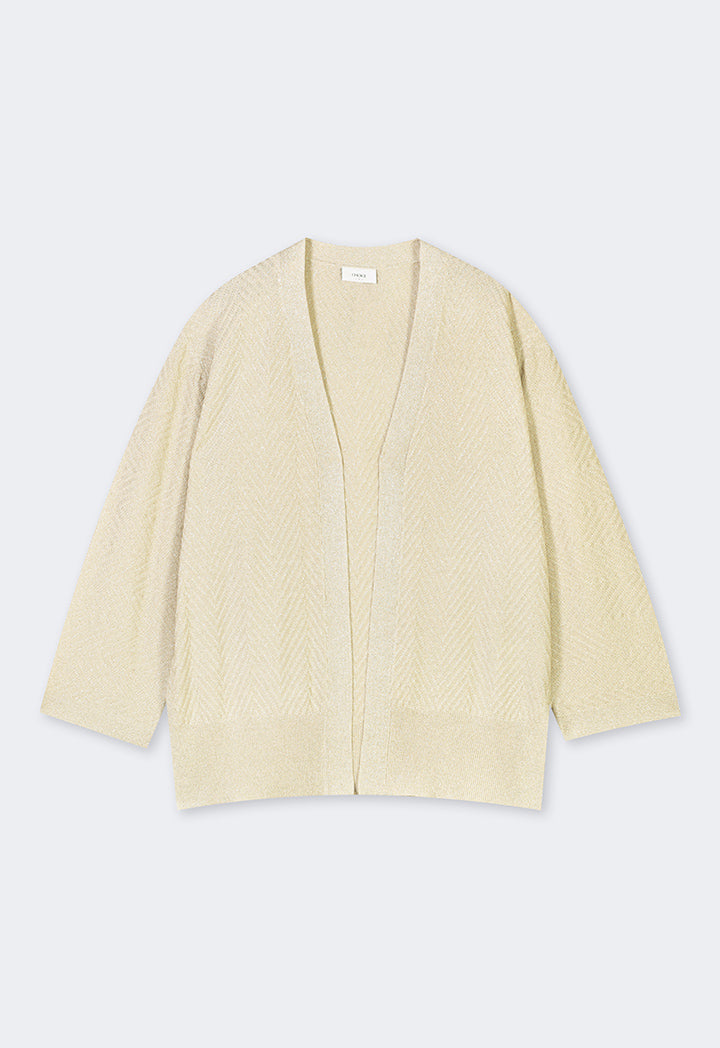 Choice Solid Lurex Cardigan Beige