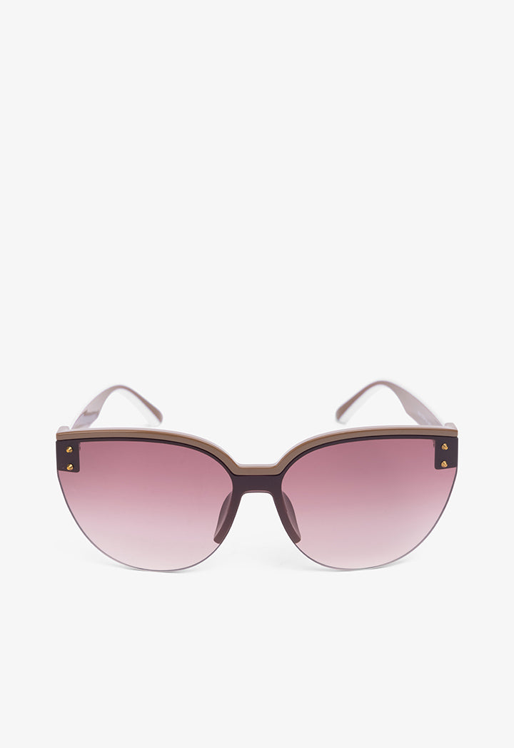 Choice Half Wire Studded Sunglasses Camel