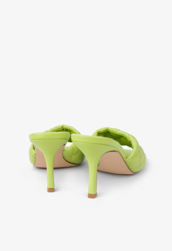 Choice Solid Quilted Heeled Sandals Lime