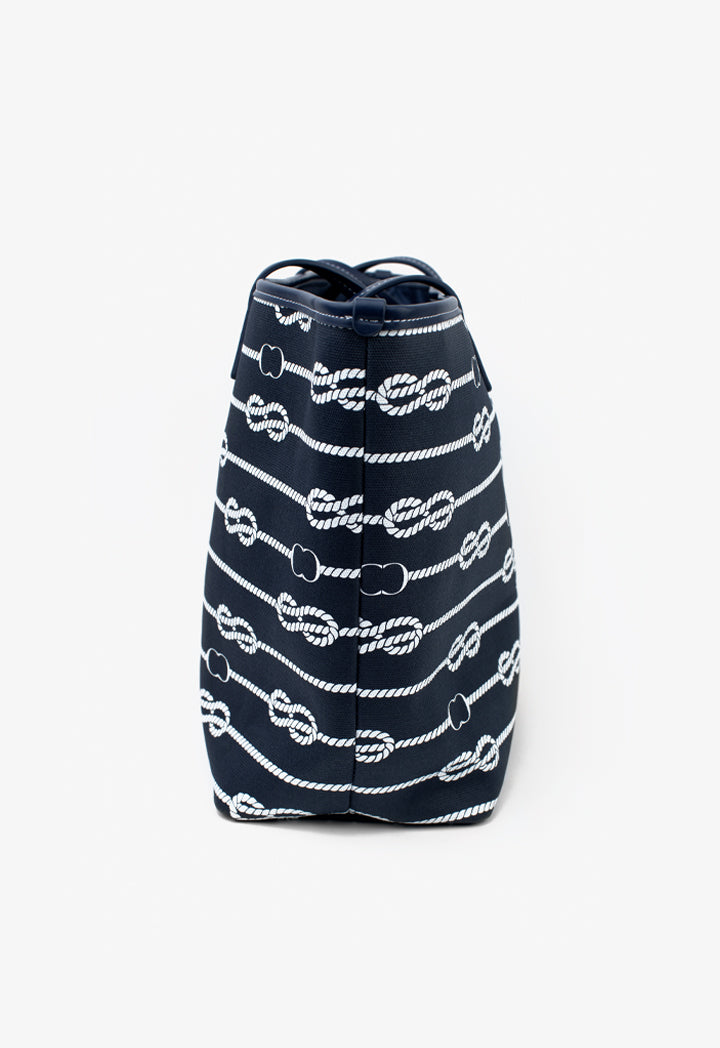 Choice Knot Pattern Printed Tote Bag Navy