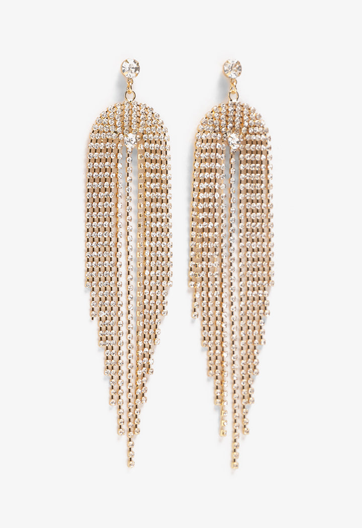 Choice Crystal Tussles Earrings Gold