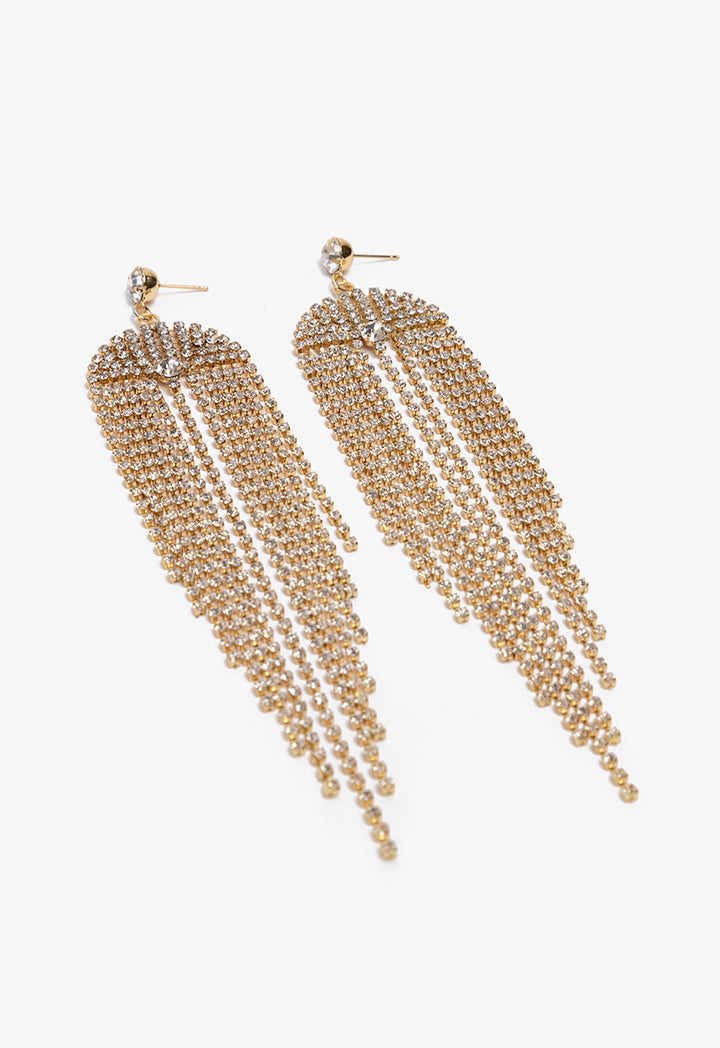 Choice Crystal Tussles Earrings Gold