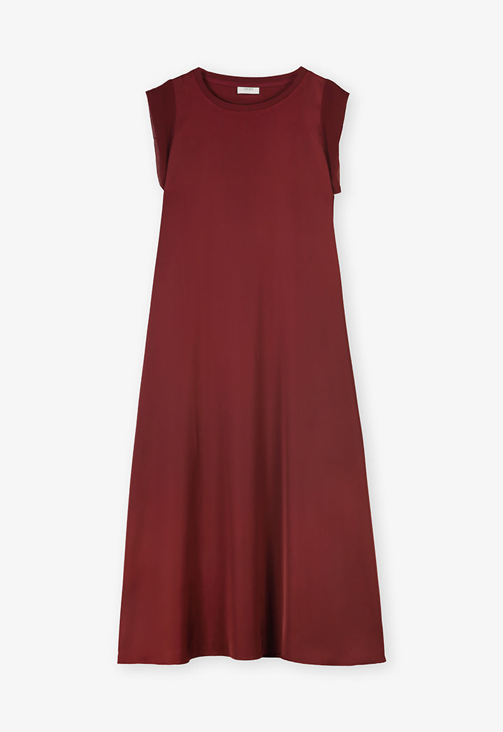 Choice Solid Sleeveless Dress Burgundy