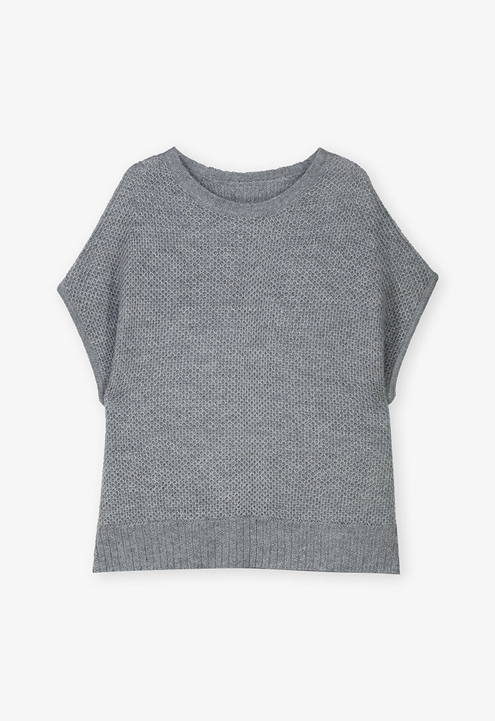 Choice Knitted Sleeveless Lurex Sweater Grey