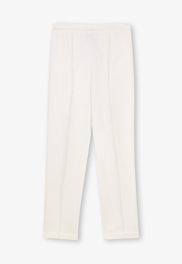 Choice Rib Detailed Solid Trousers Off White