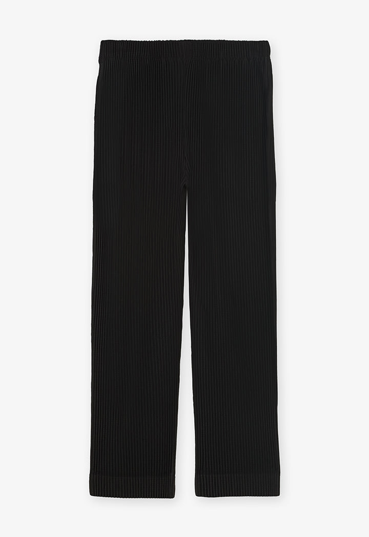 Choice Solid Straight Fit Pleated Trouser Black