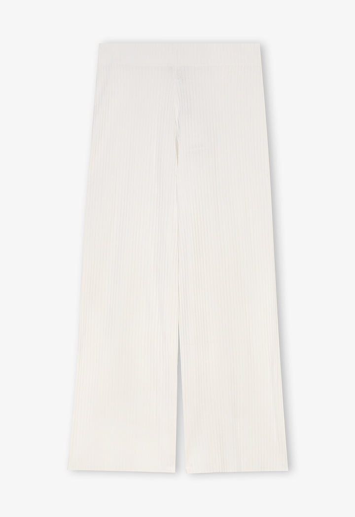 Choice Knitted Solid Straight Leg Trousers Off White