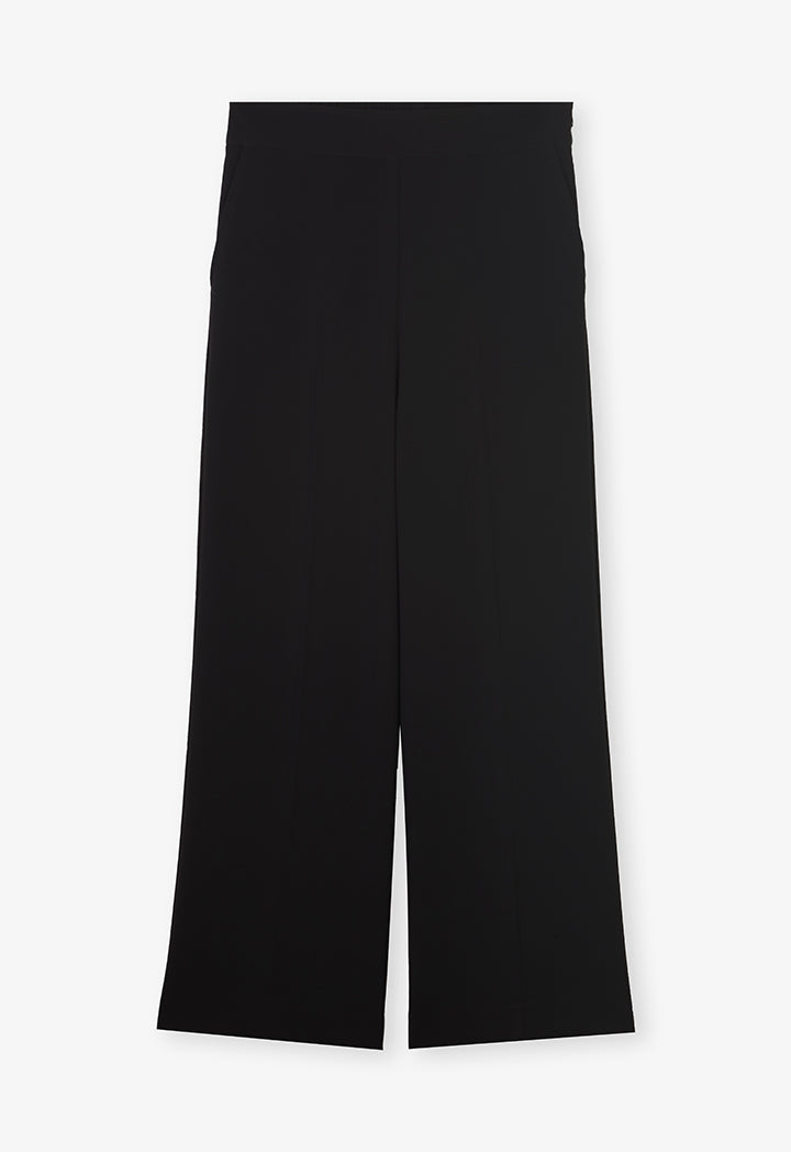 Choice Wide Leg Solid Trousers Black